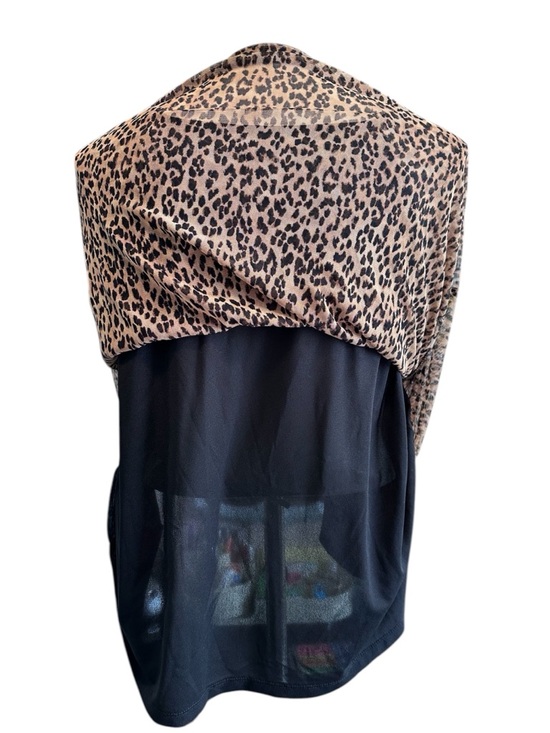 212 Collection Black Top with Brown Leopard Trim - Picture 4 of 6